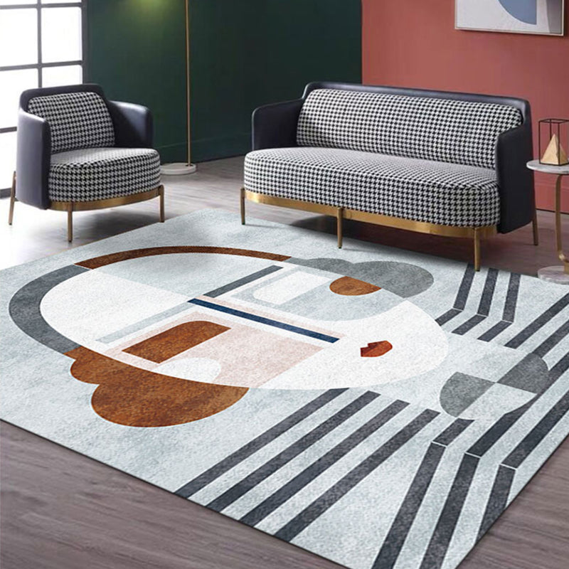Multicolor Living Room Rug Nordic Character Pattern Rug Polyester Washable Pet Friendly Area Rug Grey Clearhalo 'Area Rug' 'Rug' 1716359