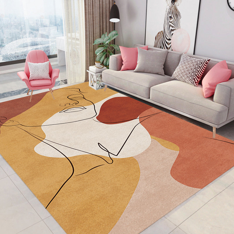 Multicolor Living Room Rug Nordic Character Pattern Rug Polyester Washable Pet Friendly Area Rug Clearhalo 'Area Rug' 'Rug' 1716368