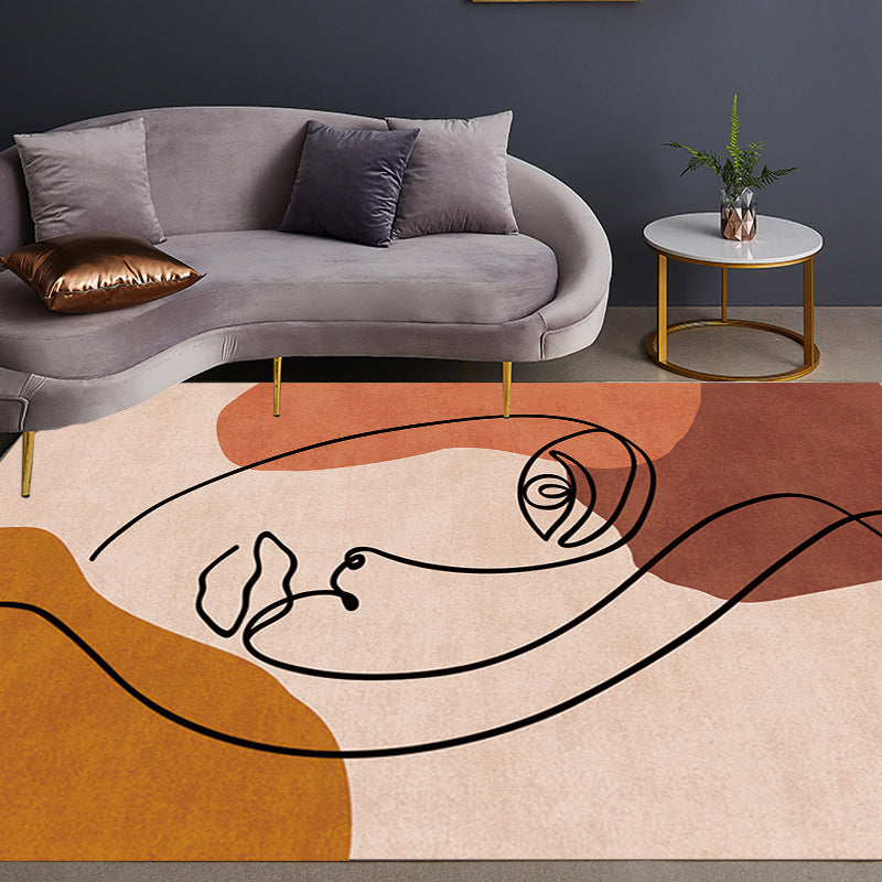 Multicolor Living Room Rug Nordic Character Pattern Rug Polyester Washable Pet Friendly Area Rug Yellow-Red Clearhalo 'Area Rug' 'Rug' 1716370