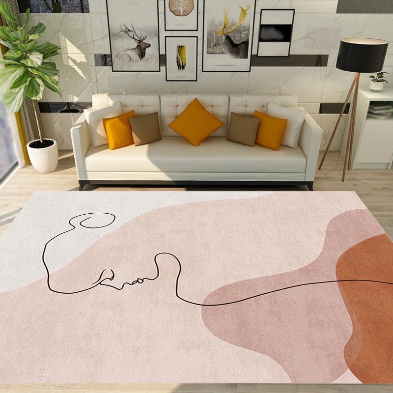 Multicolor Living Room Rug Nordic Character Pattern Rug Polyester Washable Pet Friendly Area Rug Pink Clearhalo 'Area Rug' 'Rug' 1716373