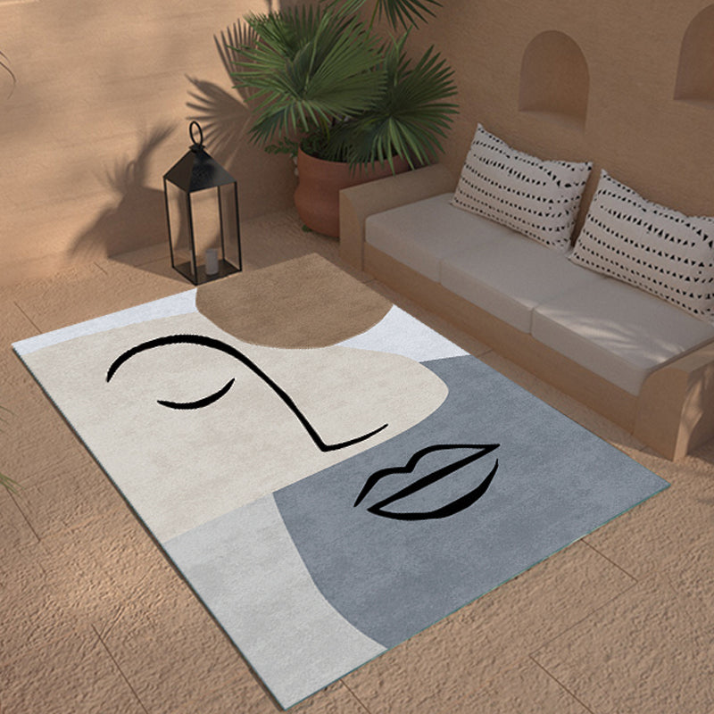 Multicolor Living Room Rug Nordic Character Pattern Rug Polyester Washable Pet Friendly Area Rug Navy Clearhalo 'Area Rug' 'Rug' 1716376