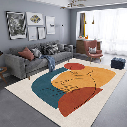 Multicolor Living Room Rug Nordic Character Pattern Rug Polyester Washable Pet Friendly Area Rug Yellow Clearhalo 'Area Rug' 'Rug' 1716379