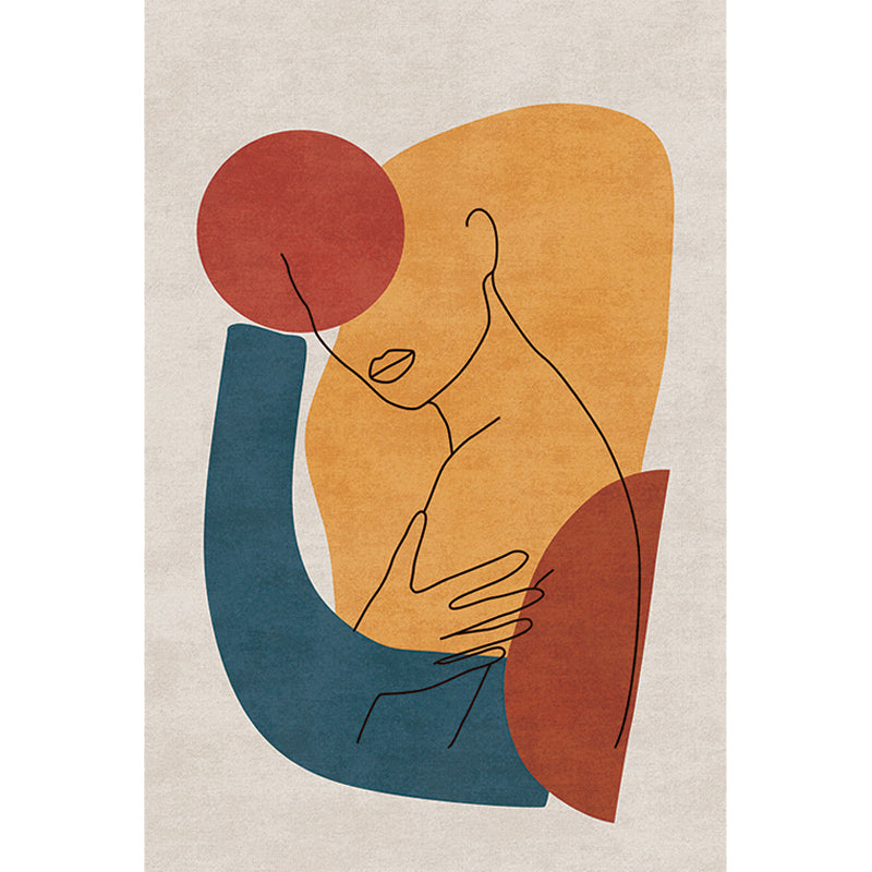 Multicolor Living Room Rug Nordic Character Pattern Rug Polyester Washable Pet Friendly Area Rug Clearhalo 'Area Rug' 'Rug' 1716381