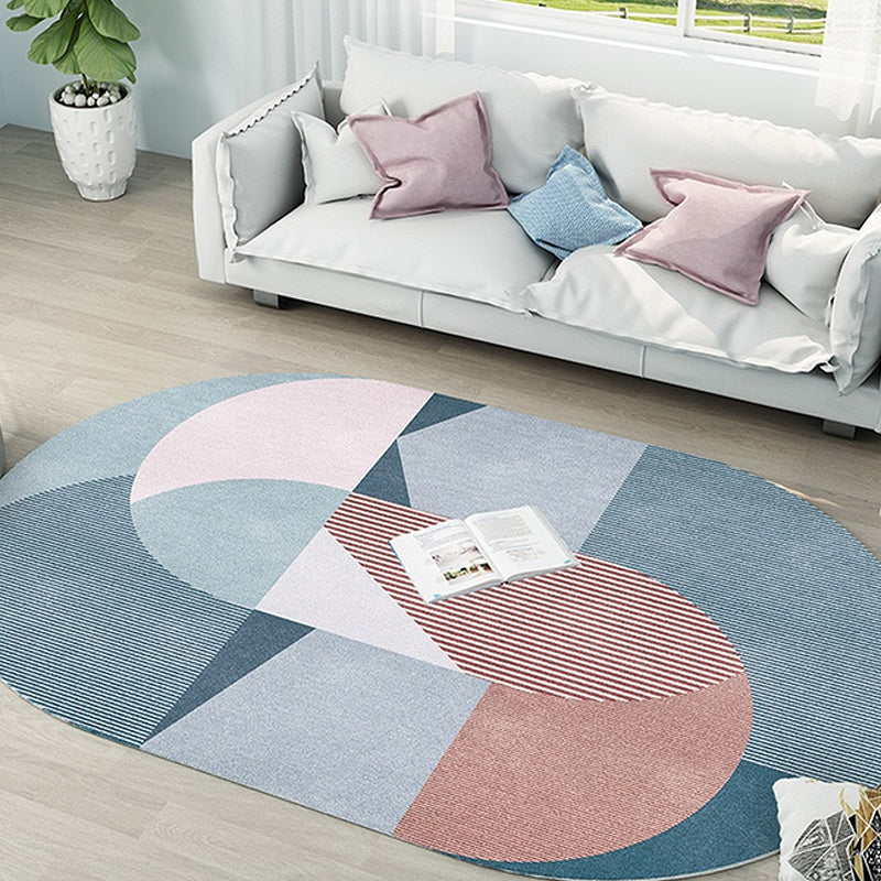 Grey and Blue Bedroom Rug Novelty Colorblock Stripe Pattern Area Rug Polyester Pet Friendly Carpet Blue Clearhalo 'Area Rug' 'Rug' 1716408