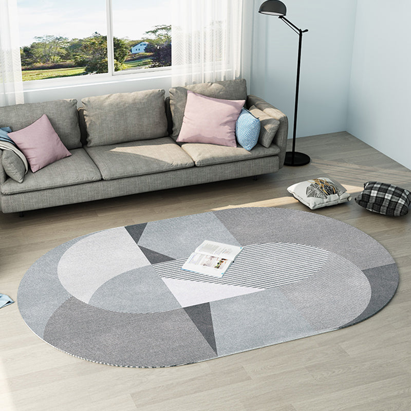 Grey and Blue Bedroom Rug Novelty Colorblock Stripe Pattern Area Rug Polyester Pet Friendly Carpet Grey Clearhalo 'Area Rug' 'Rug' 1716416