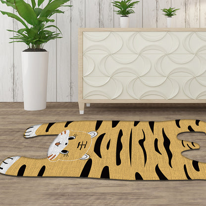 Grey and Yellow Irregular Rug Nursery Kids Animal Tiger Pattern Area Rug Polyester Pet Friendly Carpet Yellow Clearhalo 'Area Rug' 'Rug' 1716453