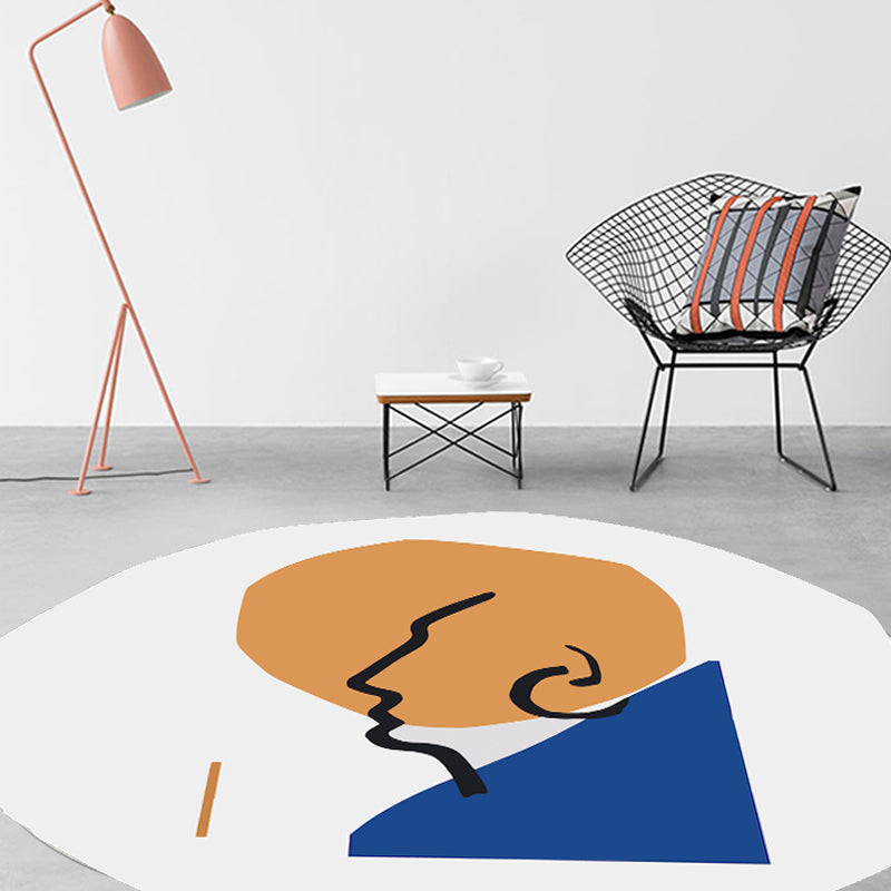 Contemporary Abstract Rug Black and White Polyester Rug Washable Pet Friendly Carpet for Living Room White Clearhalo 'Area Rug' 'Rug' 1716518