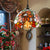 Tiffany-Style Hemisphere Pendant Lamp 1 Bulb Red/Orange/Orange-Green Stained Art Glass Ceiling Hanging Light Red Clearhalo 'Ceiling Lights' 'Industrial' 'Middle Century Pendants' 'Pendant Lights' 'Pendants' 'Tiffany close to ceiling' 'Tiffany Pendants' 'Tiffany' Lighting' 171651