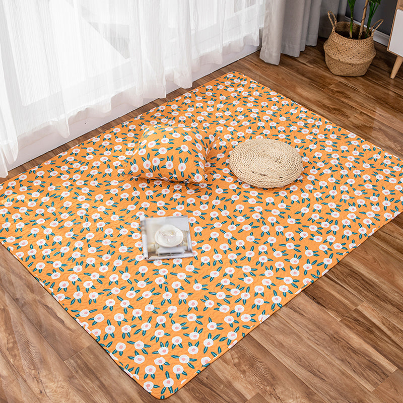 Green and Purple Kids Rug Cotton Flower Rug Pet Friendly Washable Anti-Slip Backing Carpet for Decoration Yellow-Red Clearhalo 'Area Rug' 'Rug' 1716540