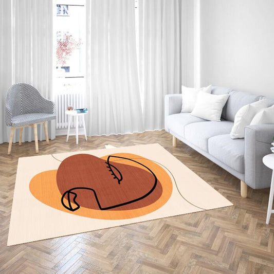 Contemporary Abstract Rug Beige Polyester Rug Pet Friendly Washable Area Rug for Living Room Brown