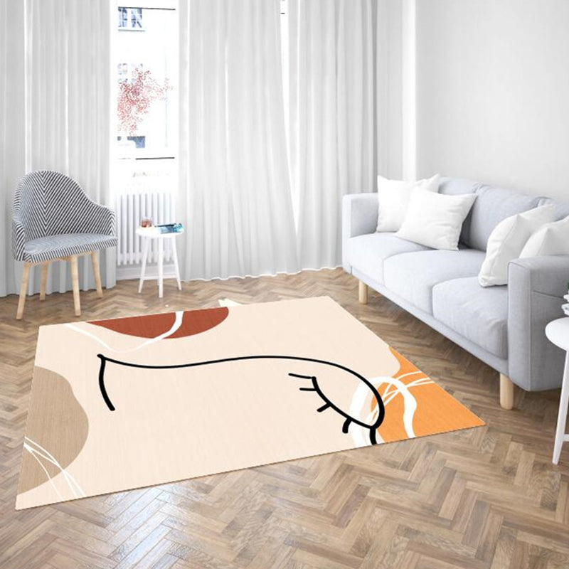 Contemporary Abstract Rug Beige Polyester Rug Pet Friendly Washable Area Rug for Living Room Light Beige Clearhalo 'Area Rug' 'Rug' 1716559