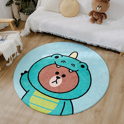 Kids Cartoon Bear Pattern Rug Green and Brown Polyester Rug Washable Pet Friendly Non-Slip Area Rug for Child's Bedroom Green Clearhalo 'Area Rug' 'Rug' 1716642