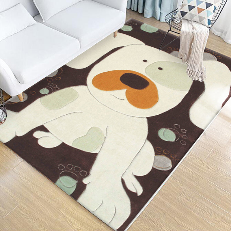 Kids Animal Pattern Rug Green Multicolor Polyester Rug Washable Pet Friendly Non-Slip Area Rug for Child's Bedroom Ivory Clearhalo 'Area Rug' 'Rug' 1716645