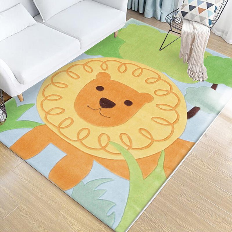 Kids Animal Pattern Rug Green Multicolor Polyester Rug Washable Pet Friendly Non-Slip Area Rug for Child's Bedroom Yellow Clearhalo 'Area Rug' 'Rug' 1716653