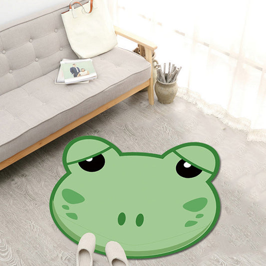 Unique Cartoon Animal Pattern Rug Green and Pink Kids Rug Polyester Pet Friendly Washable Non-Slip Backing Area Rug for Nursery Green