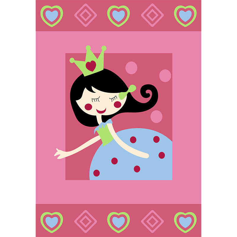Cute Cartoon Character Pattern Rug Pink Kids Rug Polyester Washable Pet Friendly Anti-Slip Carpet for Children's Room Clearhalo 'Area Rug' 'Rug' 1716721