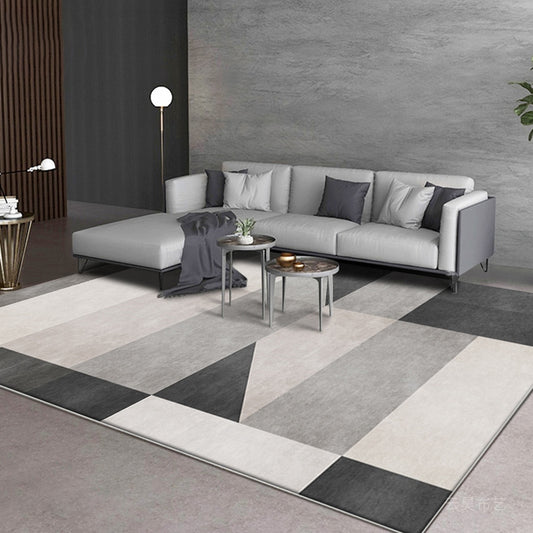 Nordic Geometric Pattern Rug Grey and Black Contemporary Rug Polyester Washable Pet Friendly Anti-Slip Carpet for Living Room Black Clearhalo 'Area Rug' 'Modern' 'Rugs' Rug' 1716735