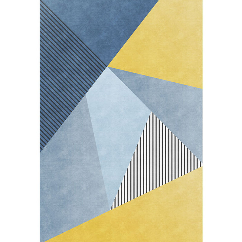 Simplicity Colorblock Rug with Striped Pattern Blue and Yellow Polyester Rug Washable Pet Friendly Non-Slip Area Rug for Living Room Clearhalo 'Area Rug' 'Modern' 'Rugs' Rug' 1716745