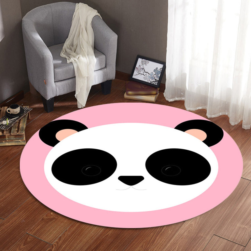 Kids Cartoon Animal Pattern Rug Blue and Pink Polyester Rug Washable Pet Friendly Non-Slip Area Rug for Child's Bedroom Pink Clearhalo 'Area Rug' 'Rug' 1716751