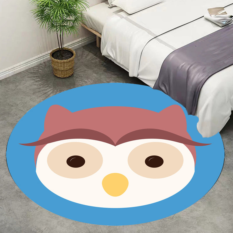 Kids Cartoon Animal Pattern Rug Blue and Pink Polyester Rug Washable Pet Friendly Non-Slip Area Rug for Child's Bedroom Blue Clearhalo 'Area Rug' 'Rug' 1716761