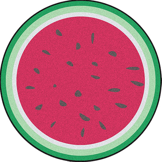 Unique Watermelon Pattern Rug Red and Green Kids Rug Polyester Washable Pet Friendly Anti-Slip Carpet for Children's Room
