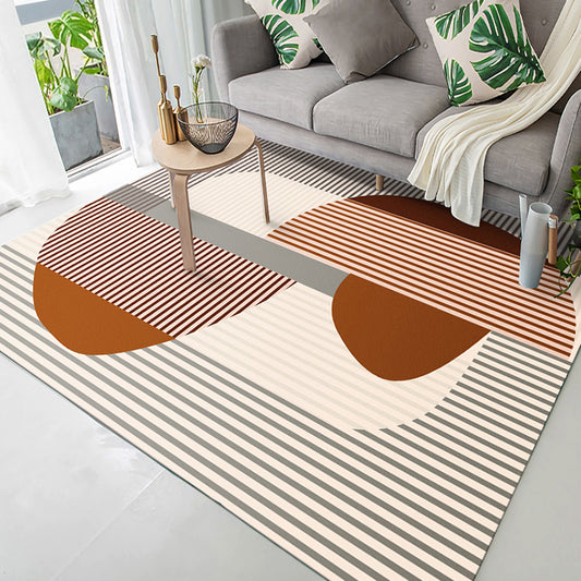 Contemporary Living Room Rug Yellow and Green Striped Pattern Rug Polyester Washable Anti-Slip Pet Friendly Area Rug Orange Red Clearhalo 'Area Rug' 'Modern' 'Rugs' Rug' 1716774