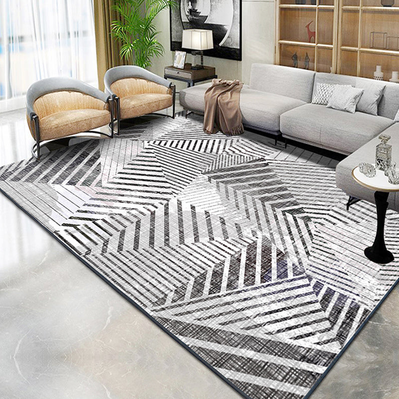 Contemporary Living Room Rug Yellow and Green Striped Pattern Rug Polyester Washable Anti-Slip Pet Friendly Area Rug Dark Gray Clearhalo 'Area Rug' 'Modern' 'Rugs' Rug' 1716781