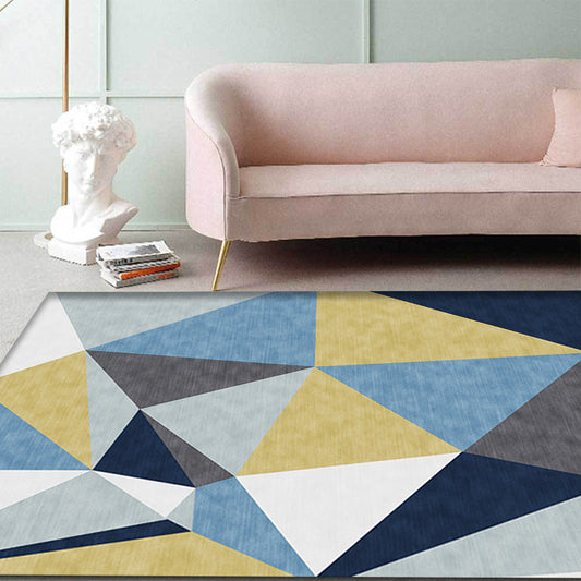 Novelty Colorblock Geometric Pattern Rug Blue Polyester Rug Washable Pet Friendly Non-Slip Area Rug for Living Room Clearhalo 'Area Rug' 'Modern' 'Rugs' Rug' 1716784