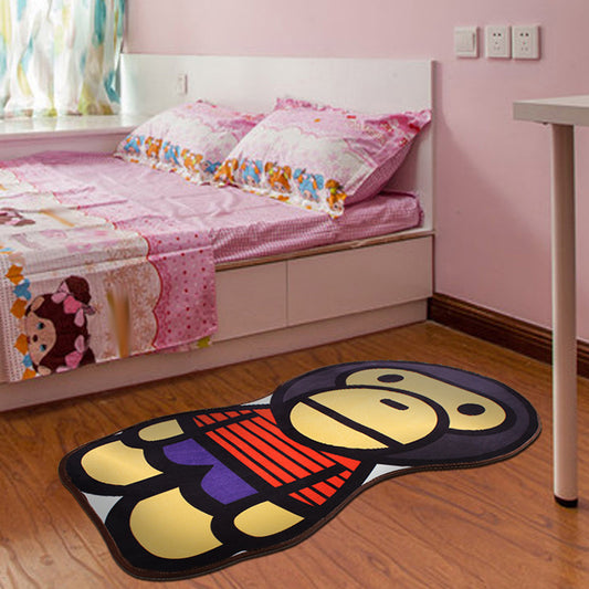 Stylish Cartoon Character Pattern Rug Multicolor Kids Rug Polyester Washable Pet Friendly Anti-Slip Carpet for Children's Room Yellow