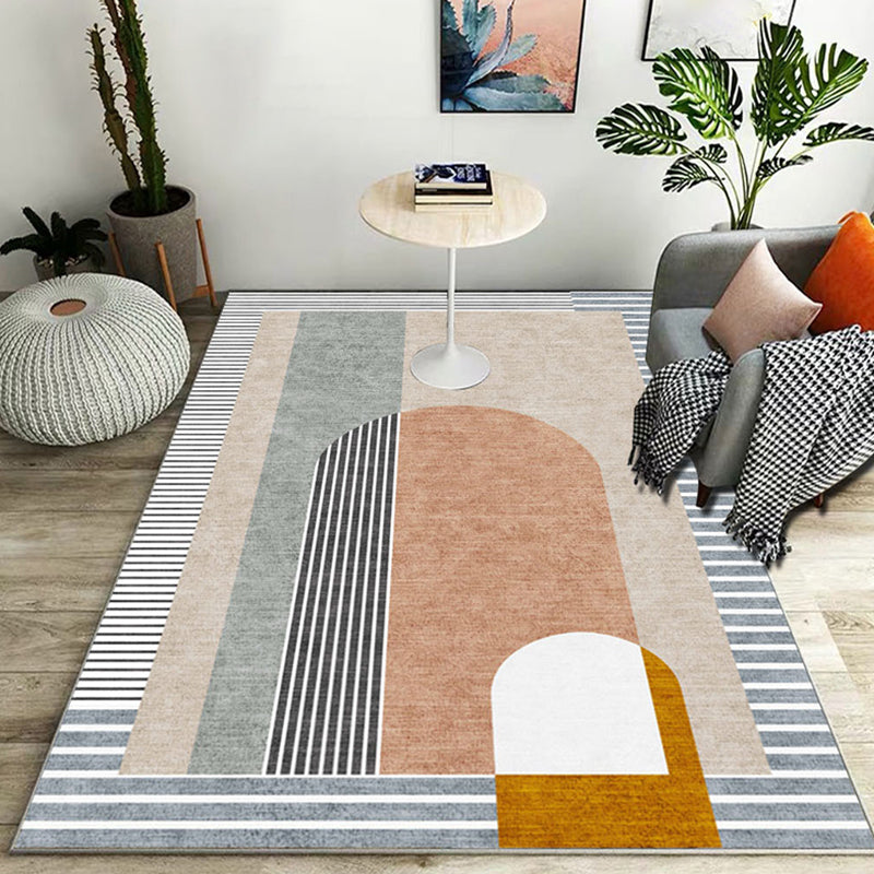 Modern Striped Pattern Rug Multicolor Polyester Rug Washable Non-Slip Pet Friendly Carpet for Living Room Orange Clearhalo 'Area Rug' 'Modern' 'Rugs' Rug' 1716813
