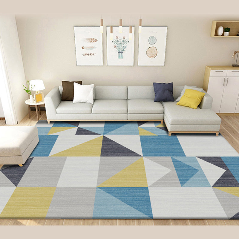 Blue and Grey Modernist Rug Polyester Geometric Pattern Rug Pet Friendly Washable Anti-Slip Backing Carpet for Living Room Blue Clearhalo 'Area Rug' 'Modern' 'Rugs' Rug' 1716817