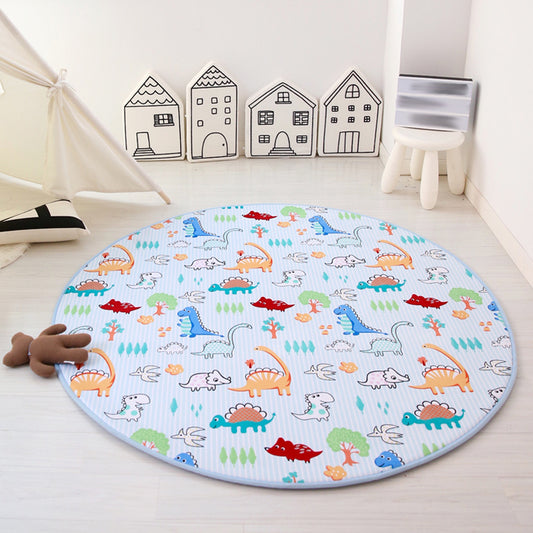 Unique Animal Pattern Rug Pink and Blue Kids Rug Polyester Pet Friendly Washable Non-Slip Backing Area Rug for Nursery Light Blue