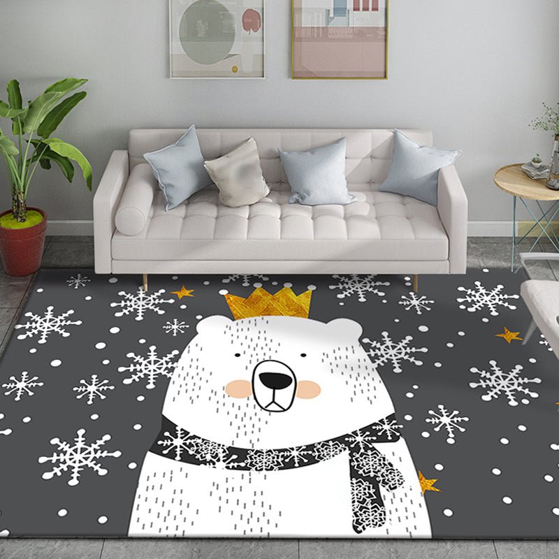 Funky Cartoon Bear Pattern Rug Multicolor Kids Rug Polyester Pet Friendly Washable Area Rug for Nursery Dark Gray Clearhalo 'Area Rug' 'Rug' 1716839
