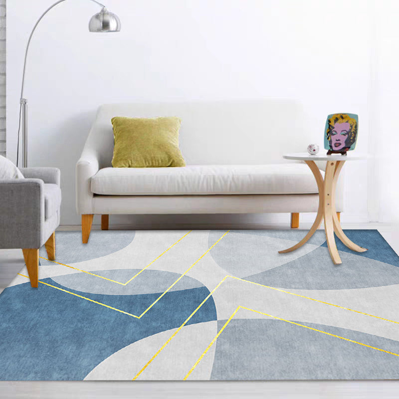 Unique Abstract Rug Blue and Grey Contemporary Rug Polyester Pet Friendly Washable Area Rug for Living Room Blue Clearhalo 'Area Rug' 'Modern' 'Rugs' Rug' 1716859