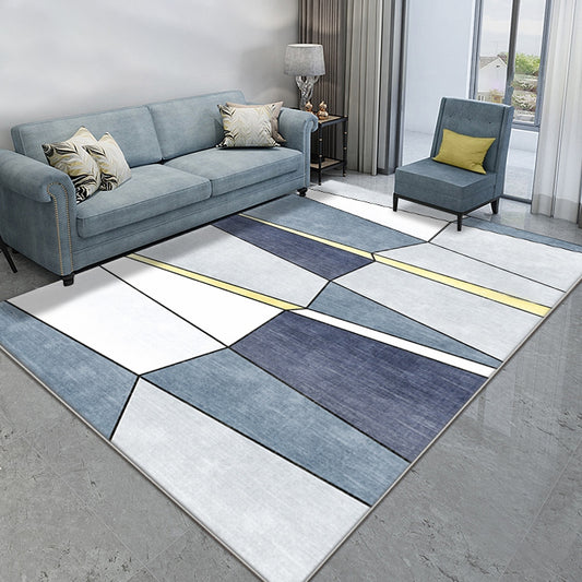 Blue Modernist Rug Polyester Colorblock Rug Pet Friendly Washable Anti-Slip Backing Carpet for Living Room Blue Clearhalo 'Area Rug' 'Modern' 'Rugs' Rug' 1716862