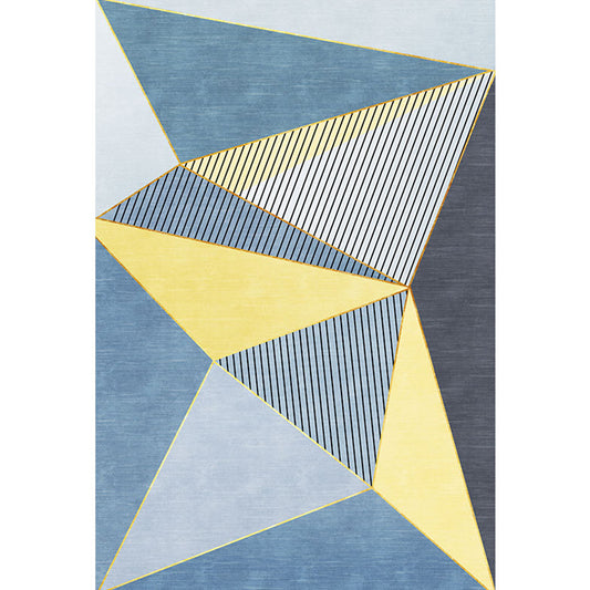 Blue Modernist Rug Polyester Geometric and Striped Pattern Rug Pet Friendly Washable Anti-Slip Backing Carpet for Living Room Clearhalo 'Area Rug' 'Modern' 'Rugs' Rug' 1716872