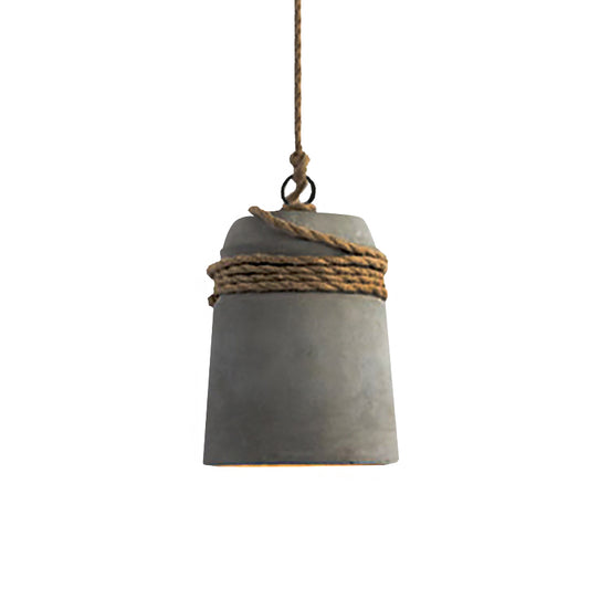 Concrete Bell Shade Pendant Ceiling Light Industrial 1 Light Grey Hanging Ceiling Light with Grey/Black/Wood Rope Clearhalo 'Ceiling Lights' 'Modern Pendants' 'Modern' 'Pendant Lights' 'Pendants' Lighting' 171688