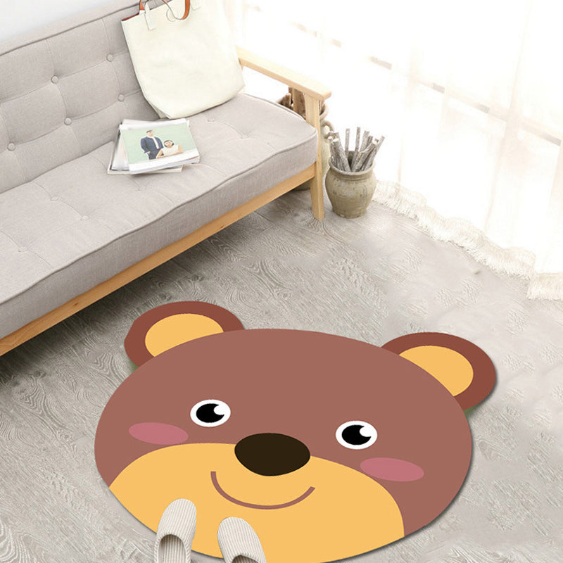 Cute Cartoon Animal Pattern Rug Brown and Yellow Kids Rug Polyester Washable Pet Friendly Anti-Slip Carpet for Children's Room Yellow Clearhalo 'Area Rug' 'Rug' 1716895