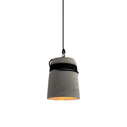 Concrete Bell Shade Pendant Ceiling Light Industrial 1 Light Grey Hanging Ceiling Light with Grey/Black/Wood Rope Clearhalo 'Ceiling Lights' 'Modern Pendants' 'Modern' 'Pendant Lights' 'Pendants' Lighting' 171690