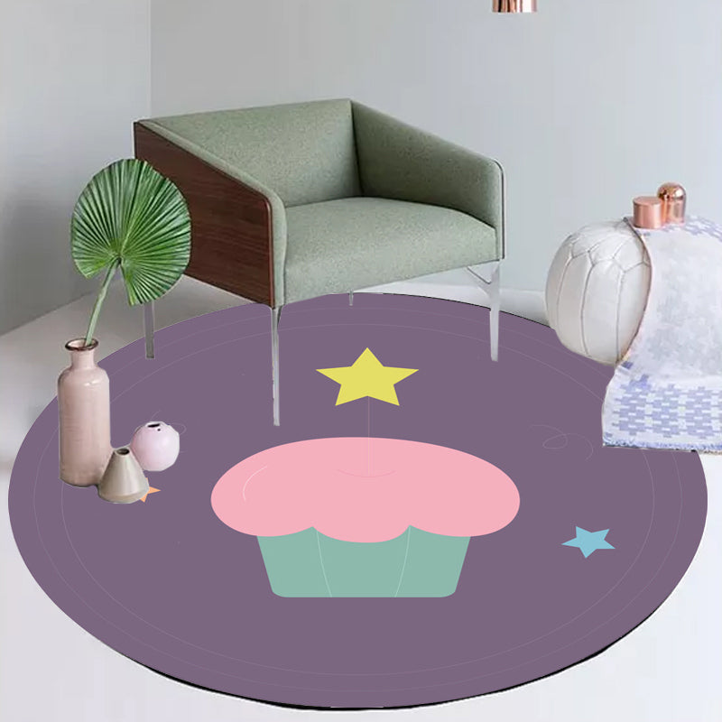 Novelty Cake Pattern Rug Brown and Purple Kids Rug Polyester Pet Friendly Washable Area Rug for Nursery Purple Clearhalo 'Area Rug' 'Rug' 1716913