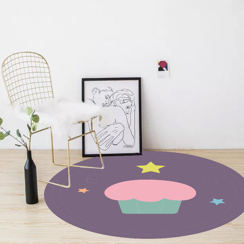Novelty Cake Pattern Rug Brown and Purple Kids Rug Polyester Pet Friendly Washable Area Rug for Nursery Clearhalo 'Area Rug' 'Rug' 1716914