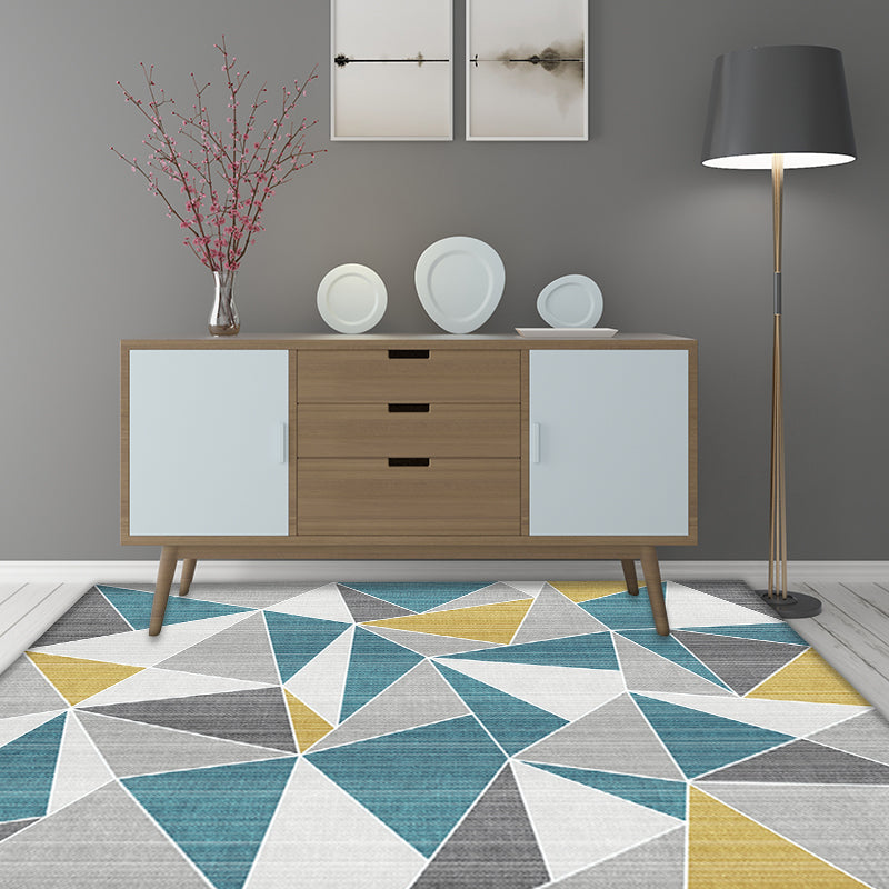 Unusual Geometric Pattern Rug Blue and Grey Modern Rug Polyester Washable Pet Friendly Anti-Slip Carpet for Living Room Clearhalo 'Area Rug' 'Modern' 'Rugs' Rug' 1716934