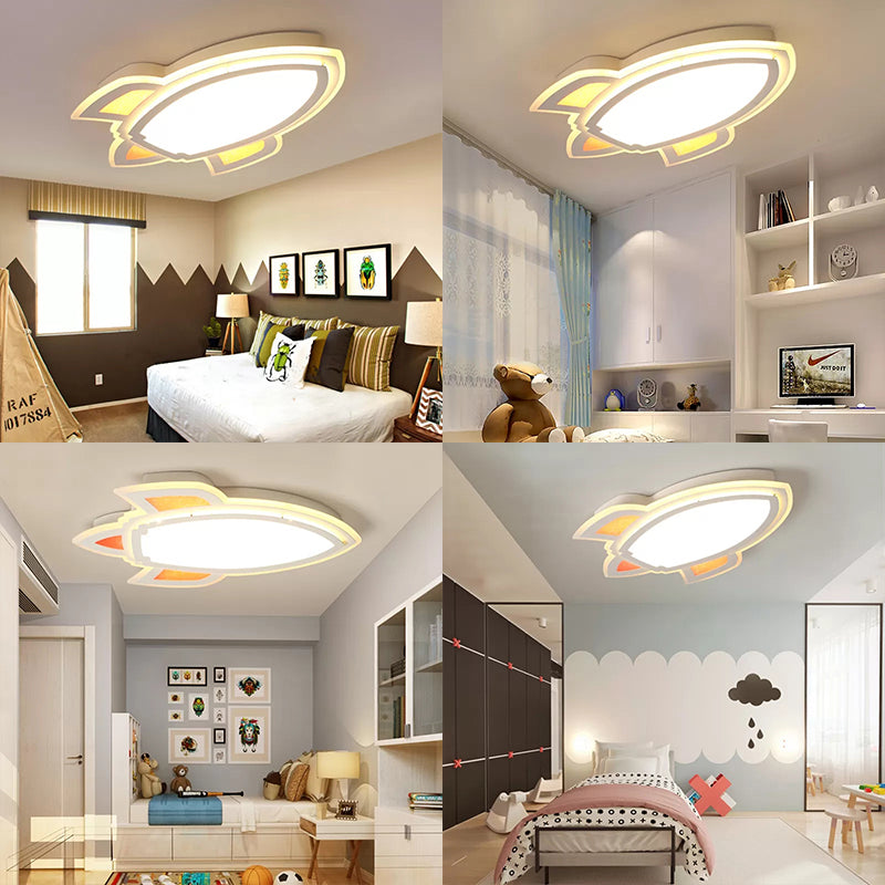 Game Room Spaceship Ceiling Light Acrylic Modern White Flush Mount Light Clearhalo 'Ceiling Lights' 'Close To Ceiling Lights' 'Close to ceiling' 'Flush mount' Lighting' 171696