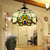 Victorian Pendant Lighting for Kitchen Island Adjustable Stained Glass Floral Ceiling Fixture in Yellow-White/White-Green/Yellow Yellow Clearhalo 'Ceiling Lights' 'Close To Ceiling Lights' 'Industrial' 'Middle Century Pendants' 'Pendant Lights' 'Pendants' 'Tiffany close to ceiling' 'Tiffany Pendants' 'Tiffany' Lighting' 171697
