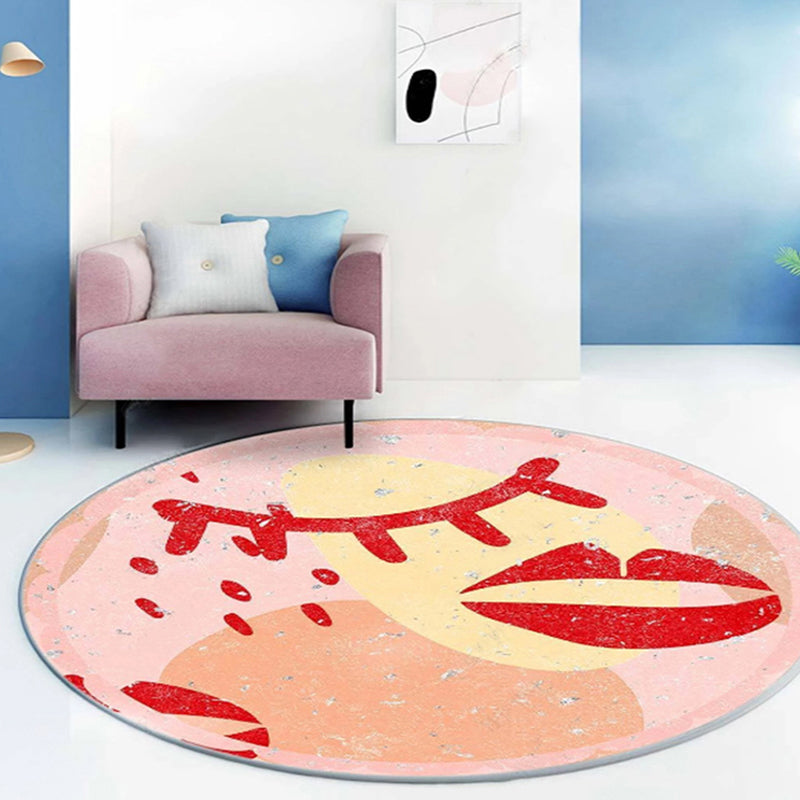 Fancy Modernism Rug Purple Multicolor Abstract Lipstick Pattern Rug Washable Pet Friendly Area Rug for Bedroom Red Clearhalo 'Area Rug' 'Modern' 'Rugs' Rug' 1716990