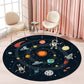 Black Multicolor Kids Rug Polyester Outer Space Pattern Rug Pet Friendly Washable Anti-Slip Backing Carpet for Decoration Black Clearhalo 'Area Rug' 'Rug' 1717018