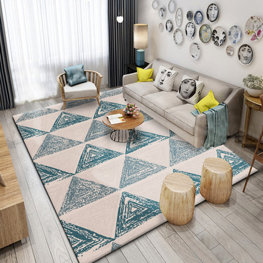 Contemporary Living Room Rug Multicolor Geometric Pattern Rug Polyester Washable Anti-Slip Pet Friendly Area Rug Aqua Clearhalo 'Area Rug' 'Modern' 'Rugs' Rug' 1717028