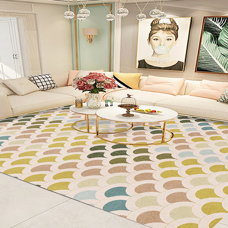 Contemporary Living Room Rug Multicolor Geometric Pattern Rug Polyester Washable Anti-Slip Pet Friendly Area Rug Yellow Clearhalo 'Area Rug' 'Modern' 'Rugs' Rug' 1717034