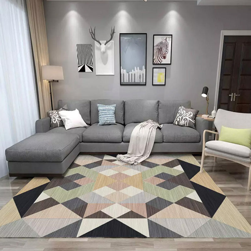 Contemporary Living Room Rug Multicolor Geometric Pattern Rug Polyester Washable Anti-Slip Pet Friendly Area Rug Light Green Clearhalo 'Area Rug' 'Modern' 'Rugs' Rug' 1717035