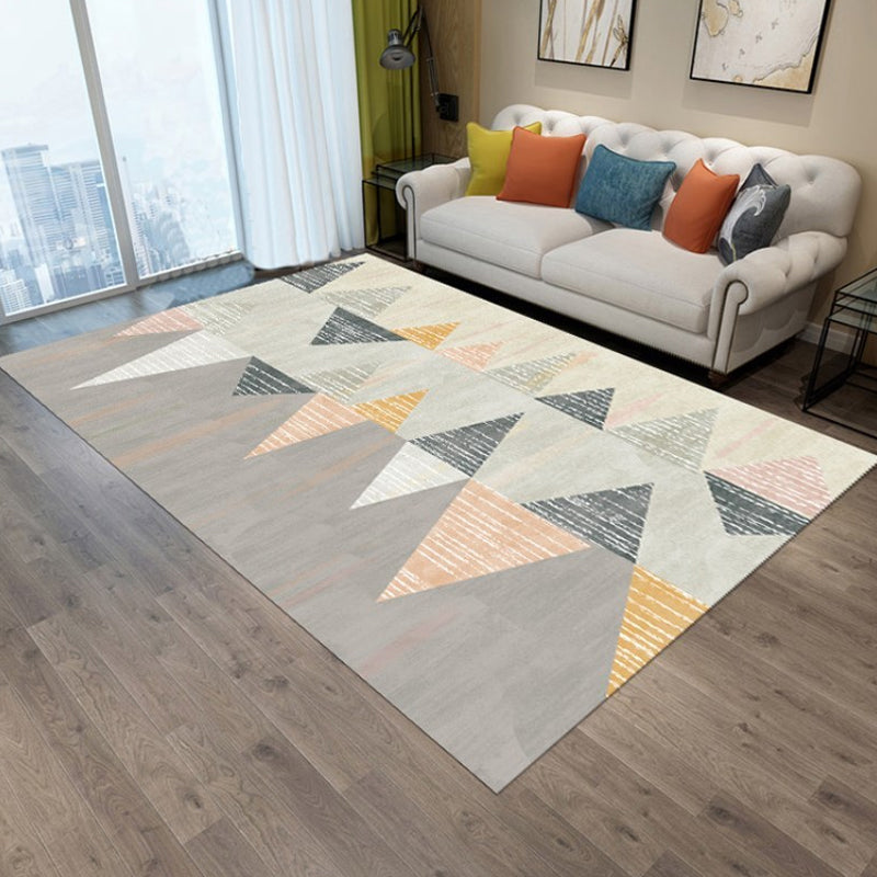 Contemporary Living Room Rug Multicolor Geometric Pattern Rug Polyester Washable Anti-Slip Pet Friendly Area Rug Grey Clearhalo 'Area Rug' 'Modern' 'Rugs' Rug' 1717036